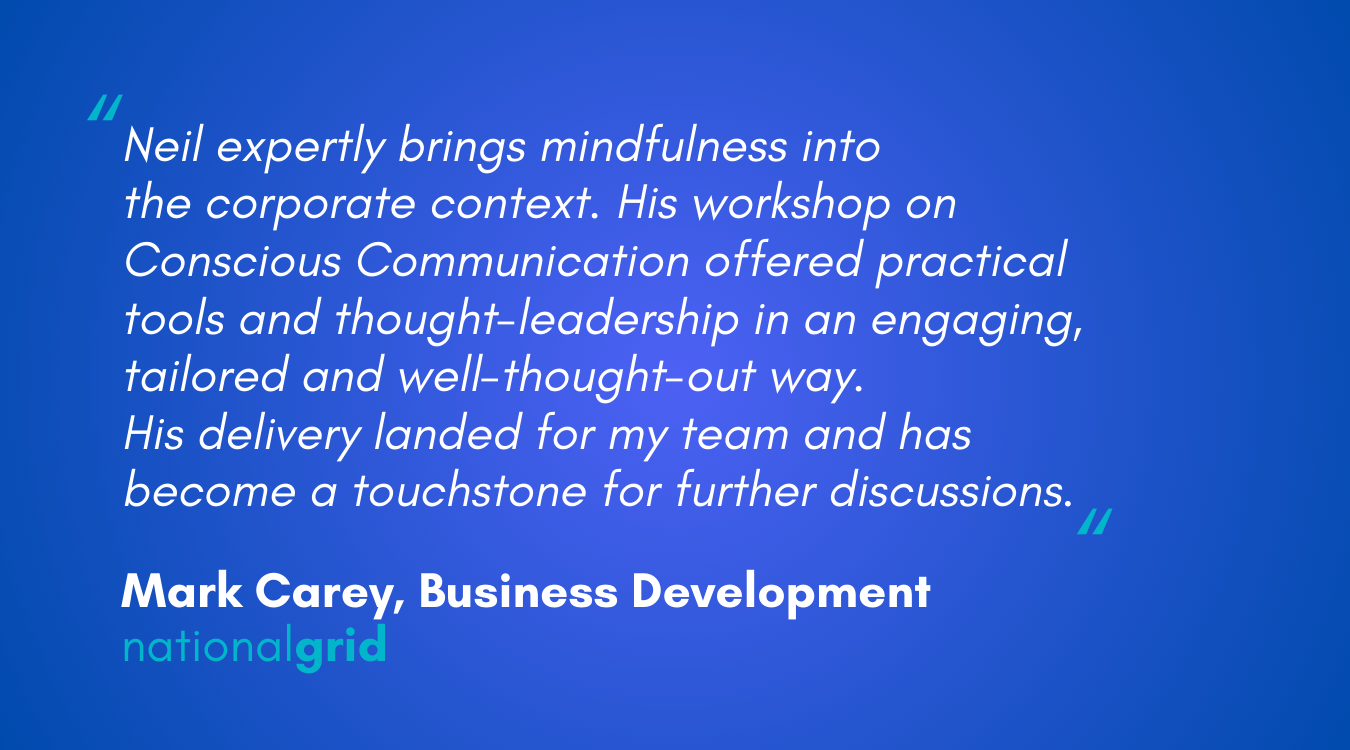 Workshop testimonial The Conscious Professional from nationalgrid
