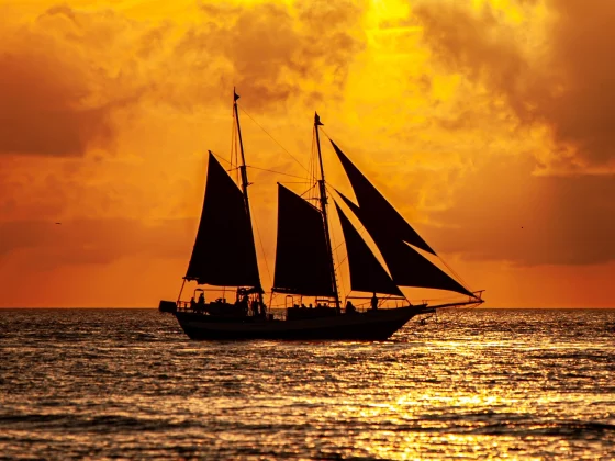 boat in the sunset silhoutte